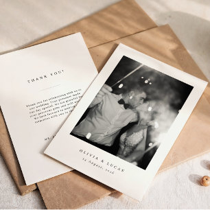 Classic Elegance Black and White Wedding Thank You Card