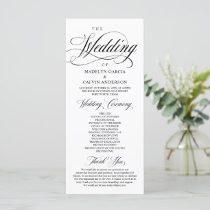 Classic Elegance Black Script, Wedding Ceremony Pr Programme