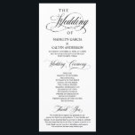 Classic Elegance Black Script, Wedding Ceremony Programme<br><div class="desc">Elegant Classy Black script, Wedding Ceremony Program in 4x9 inches (long) card. It is designed with scroll accent that can be personalised with custom/ personalised text for your bridal party, ceremony details, memorial notes and thank you message. If you are looking for other program card types and sizes, please search...</div>