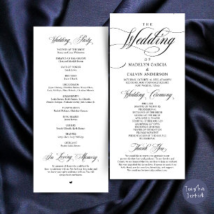Classic Elegance Black Script, Wedding Ceremony Programme