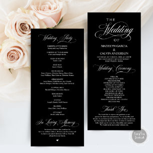 Classic Elegance Black Script Wedding Ceremony Programme