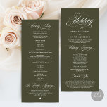 Classic Elegance Black Script, Wedding Ceremony Programme<br><div class="desc">Modern Classy Wedding Program card. It is designed with scroll accent that can be personalised with custom/ personalised text for your bridal party,  ceremony details,  memorial notes and thank you message.</div>