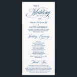 Classic Elegance Black Script, Wedding Ceremony Programme<br><div class="desc">Elegant Classy Wedding Ceremony Program in 4x9 inches (long) card,  in Navy Blue themed.
 It is designed with scroll accent that can be personalised with custom/ personalised text for your bridal party,  ceremony details,  memorial notes and thank you message.</div>