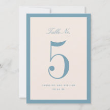 Classic Elegance Blue Wedding Table Number Card
