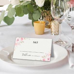 Classic Elegance: Blush Rose Wedding Place Card