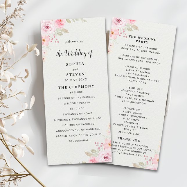 Classic Elegance: Blush Rose Wedding Programme (Creator Uploaded)