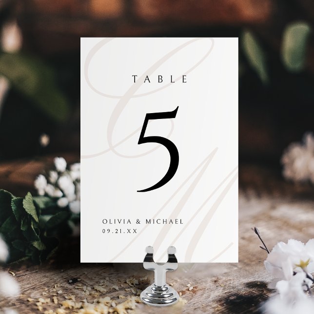 Classic Elegance Calligraphy Monogram Wedding Table Number (Classic Elegance Calligraphy Monogram Wedding Table Number)