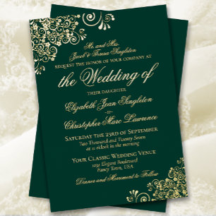 Classic Elegance Emerald Green Formal Wedding Gold