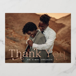 Classic Elegance Foil Photo Thank You Postcard