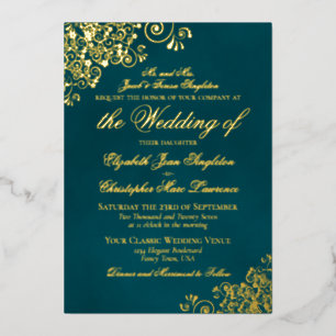 Classic Elegance Gold on Dark Teal Formal Wedding