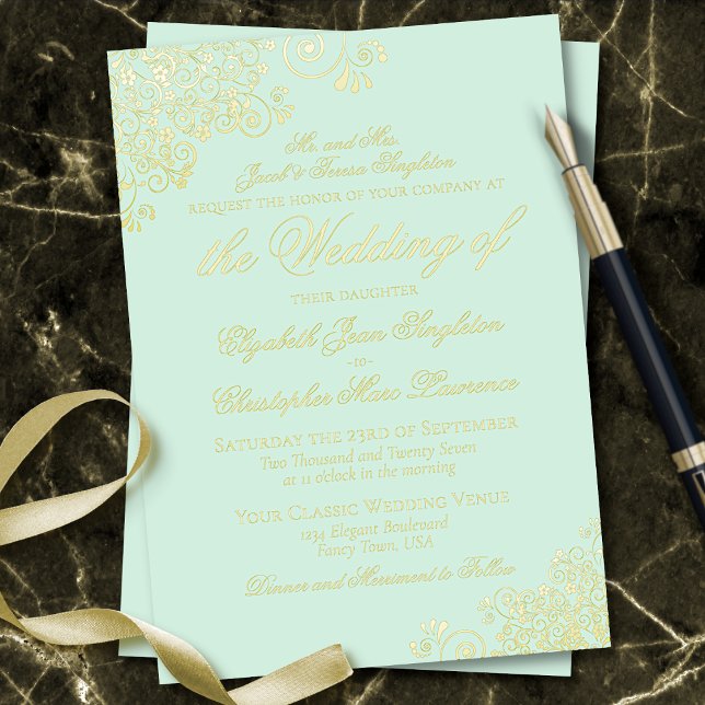Classic Elegance Gold on Mint Green Formal Wedding (Creator Uploaded)