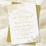 Classic Elegance Gold on White Formal Wedding<br><div class="desc">This beautiful foil wedding invitation features a classic style with lace filigree and fancy script lettering on a classic white background. The wording is formal and traditional, with the invitation being issued by the parents of the bride. Elegant and stylish, this invitation will add class and grace to your wedding...</div>