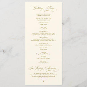 Classic Elegance Gold Script Wedding Ceremony Programme