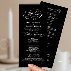 Classic Elegance Gold Script, Wedding Ceremony Programme