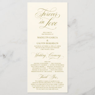 Classic Elegance Gold Script, Wedding Ceremony Programme