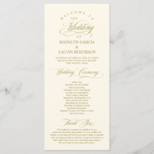 Classic Elegance Gold Script, Wedding Ceremony Programme
