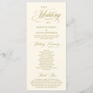 Classic Elegance Gold theme, Wedding Ceremony Programme