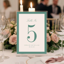 Classic Elegance Green Wedding Table Number Card
