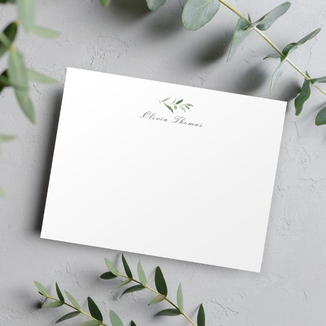 Classic Elegance Greenery Personalised Stationery Card (Classic Elegance Greenery Personalized Stationery Note Card)