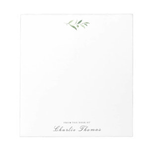 Classic Elegance Greenery Personalised Stationery Notepad