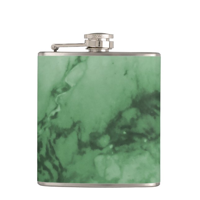 Classic Elegance Luxury | Green Marble Stone Hip Flask (Front)