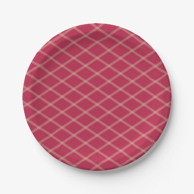 Classic Elegance Magenta and Desert Sand Art Deco Paper Plate (Front)