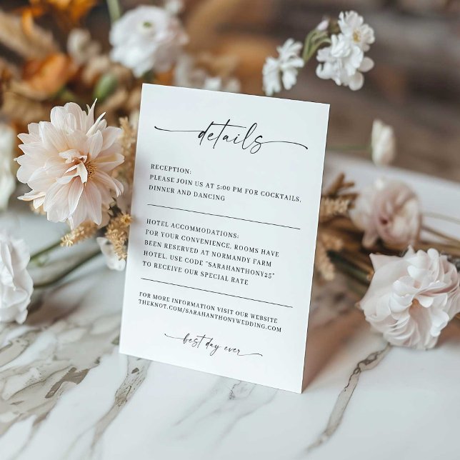 Classic Elegance Modern Minimal Wedding Details Invitation (Creator Uploaded)