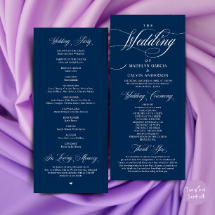 Classic Elegance Navy Blue, Wedding Ceremony Order Programme