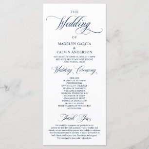 Classic Elegance Navy Blue, Wedding Ceremony Progr Programme