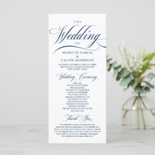 Classic Elegance Navy Blue, Wedding Ceremony Progr Programme