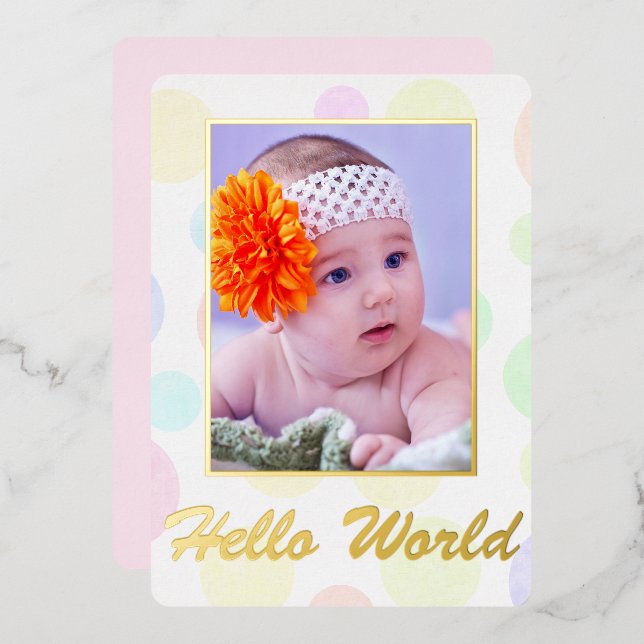 Classic Elegance Photo FOIL Birth Announcement (Front/Back)