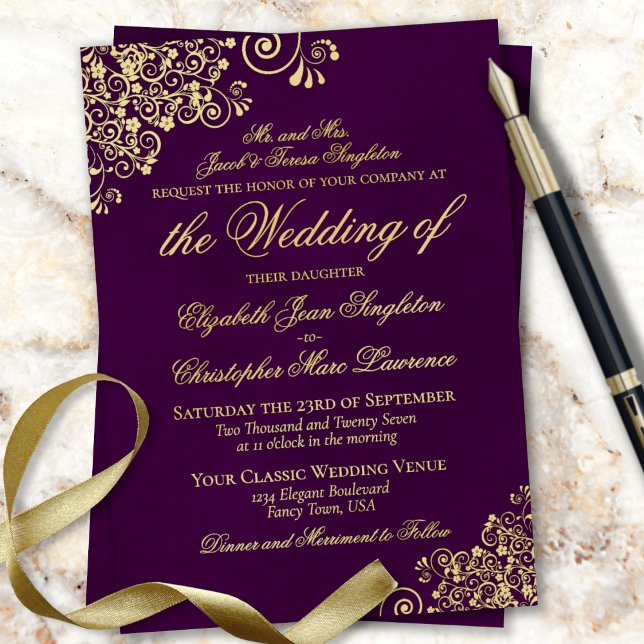 Classic Elegance Plum Purple Formal Wedding Gold (Creator Uploaded)
