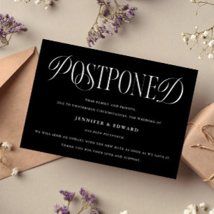 Classic Elegance Postponed Wedding Update Black Invitation