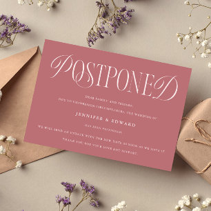 Classic Elegance Postponed Wedding Update Pink Invitation