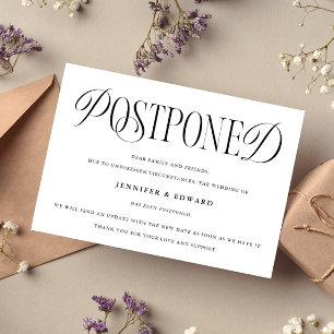 Classic Elegance Postponed Wedding Update White Invitation