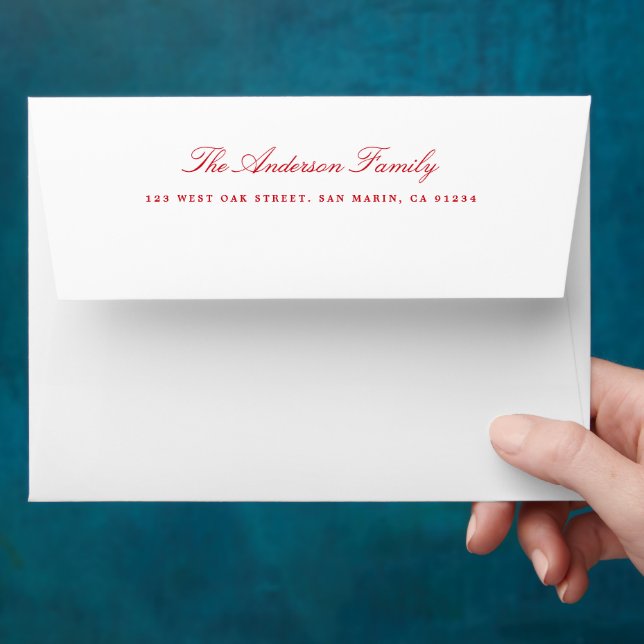 Classic Elegance Red Script Typography Holiday Envelope (Hand)