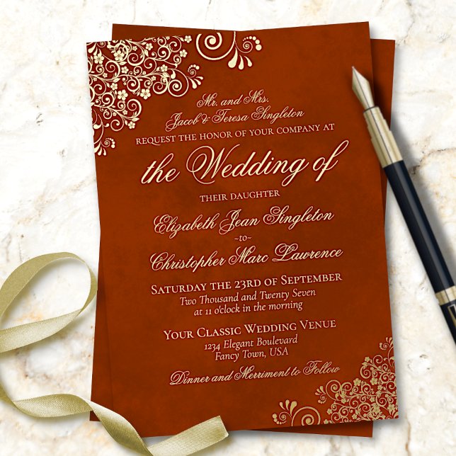 Classic Elegance Rust Orange Formal Wedding Gold (Creator Uploaded)