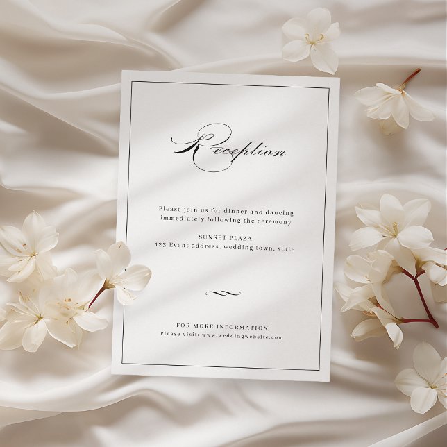 Classic Elegance Script Black Wedding Reception Enclosure Card (Classic Elegance Script Black Wedding Reception Enclosure Card)