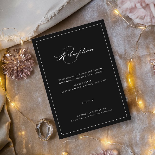 Classic Elegance Script Black Wedding Reception Enclosure Card (Classic Elegance Script Black Wedding Reception Enclosure Card)