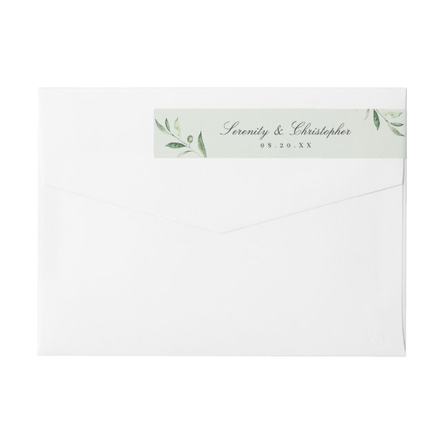 Classic Elegance Script Greenery return address Wrap Around Label (Back)