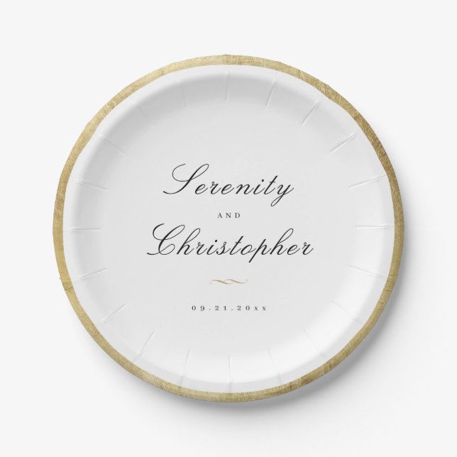 Classic Elegance Script Minimalist wedding Paper Plate (Front)