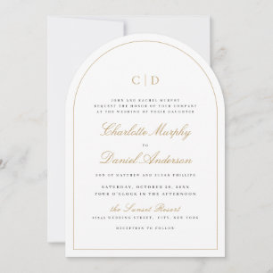 Classic Elegance Script Monogram Arch Wedding Invitation