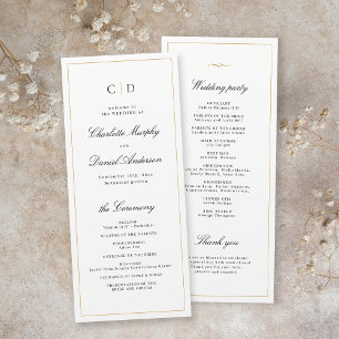 Classic Elegance Script Monogram Wedding Program Menu