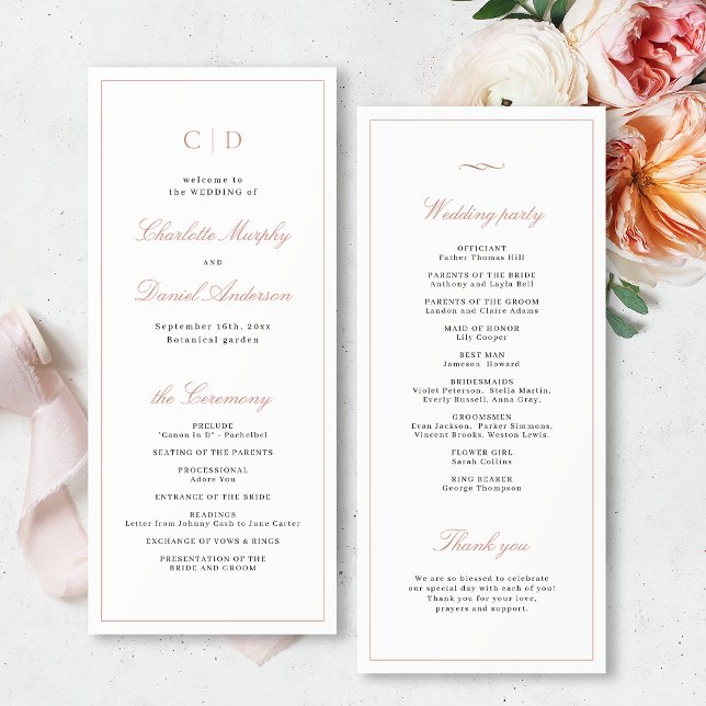Classic Elegance Script Monogram Wedding Program Menu (Classic Elegance Script Monogram Wedding Program)
