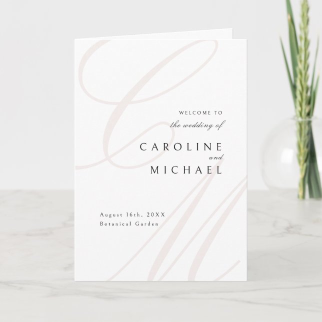 Classic Elegance Script Monogram Wedding Program Programme (Front)