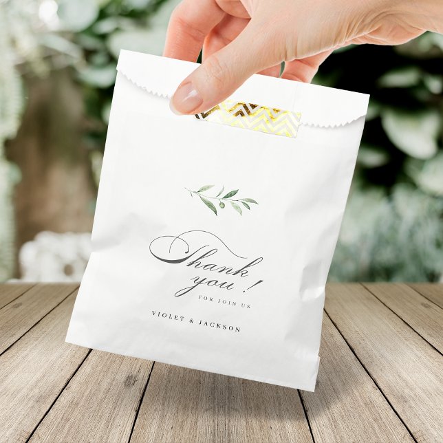 Classic Elegance Script Simple Greenery Wedding Favour Bags (Classic Elegance Script Simple Greenery Wedding Favor Bag)
