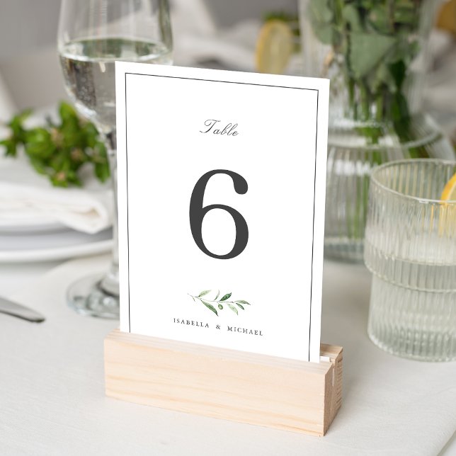 Classic Elegance Script Simple Greenery Wedding Table Number (Classic Elegance Script Simple Greenery Wedding Table Number)