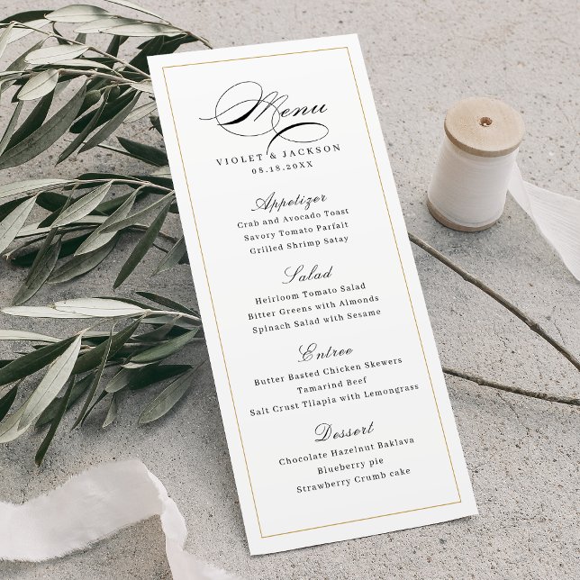 Classic Elegance Script Simple Wedding Menu (Classic Elegance Script Simple Wedding Menu)