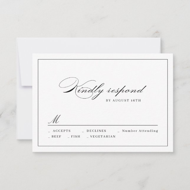 Classic Elegance Script Simple wedding RSVP (Front)