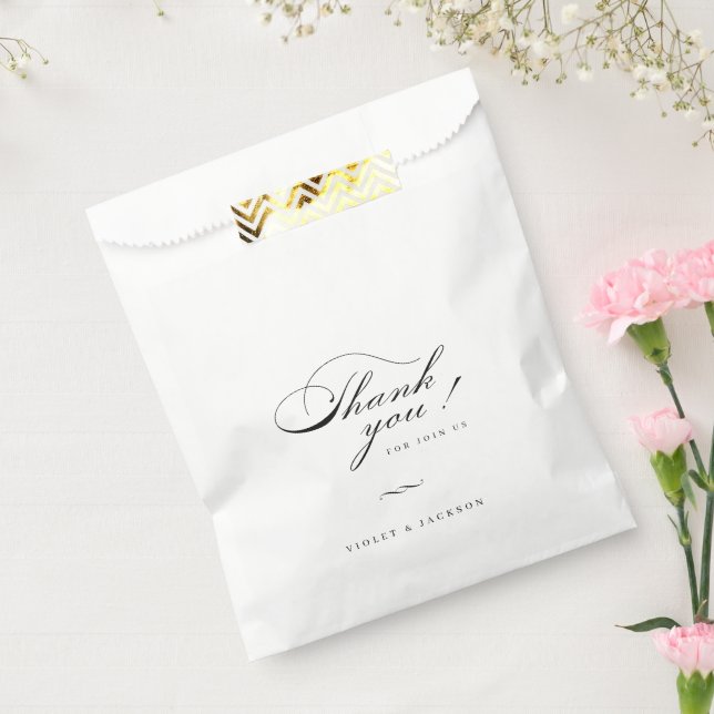 Classic Elegance Script thank You Wedding Favour Bags (Sealed)